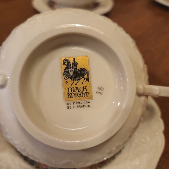 Vintage Black Knight Selb BAVARIAdouble handle teacup and plate set of 4 - Picture 2 of 7